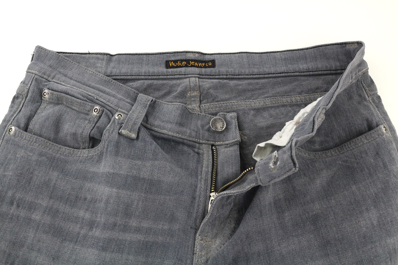 NUDIE JEANS Tight Long John Men Jeans W32/L34 Organic Charcoal Slim Washed Grey