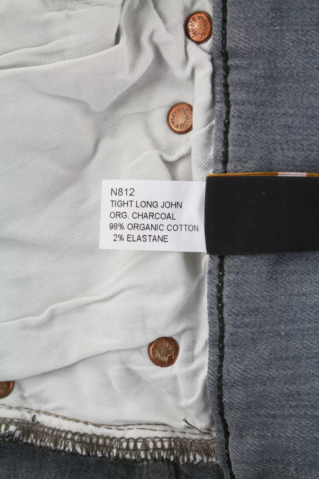 NUDIE JEANS Tight Long John Men Jeans W32/L34 Organic Charcoal Slim Washed Grey