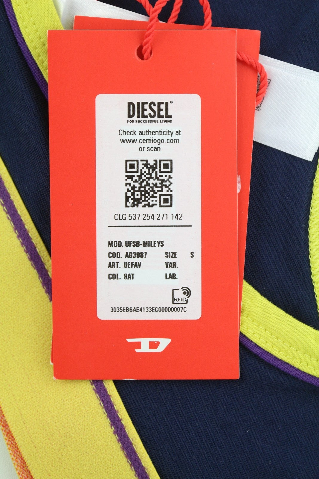 DIESEL Ufsb-Mileys Women Sports Bra S Sleeveless Round Neck Stretchy Logo Blue