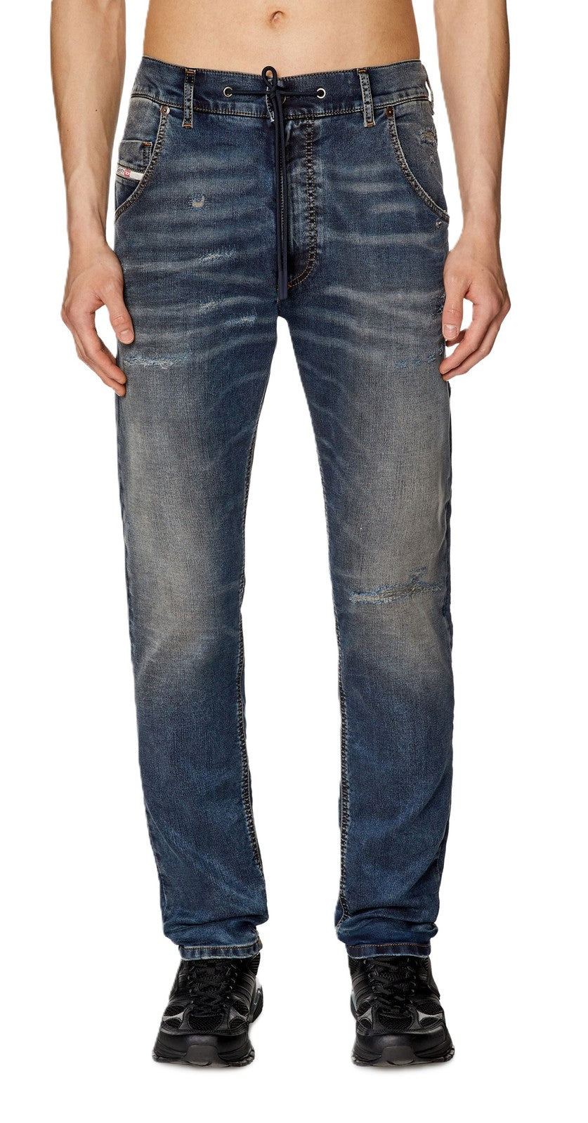 DIESEL Krooley-E-Ne E9H98 Men Jeans W38/L32 Jogg Distress Washed Blue RRP€295