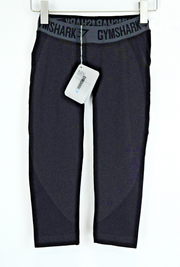 GYMSHARK Women S Black Flex Cropped Capri Logo Stretch Waistband Leggings