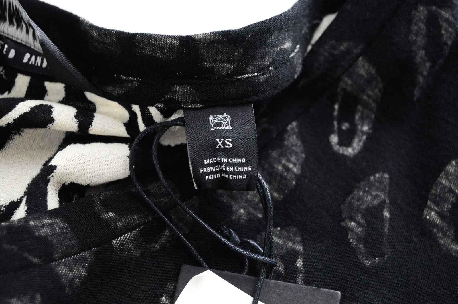 SCOTCH & SODA Women T-Shirt XS Animal Print V-Neck Black Melange Relaxed Fit