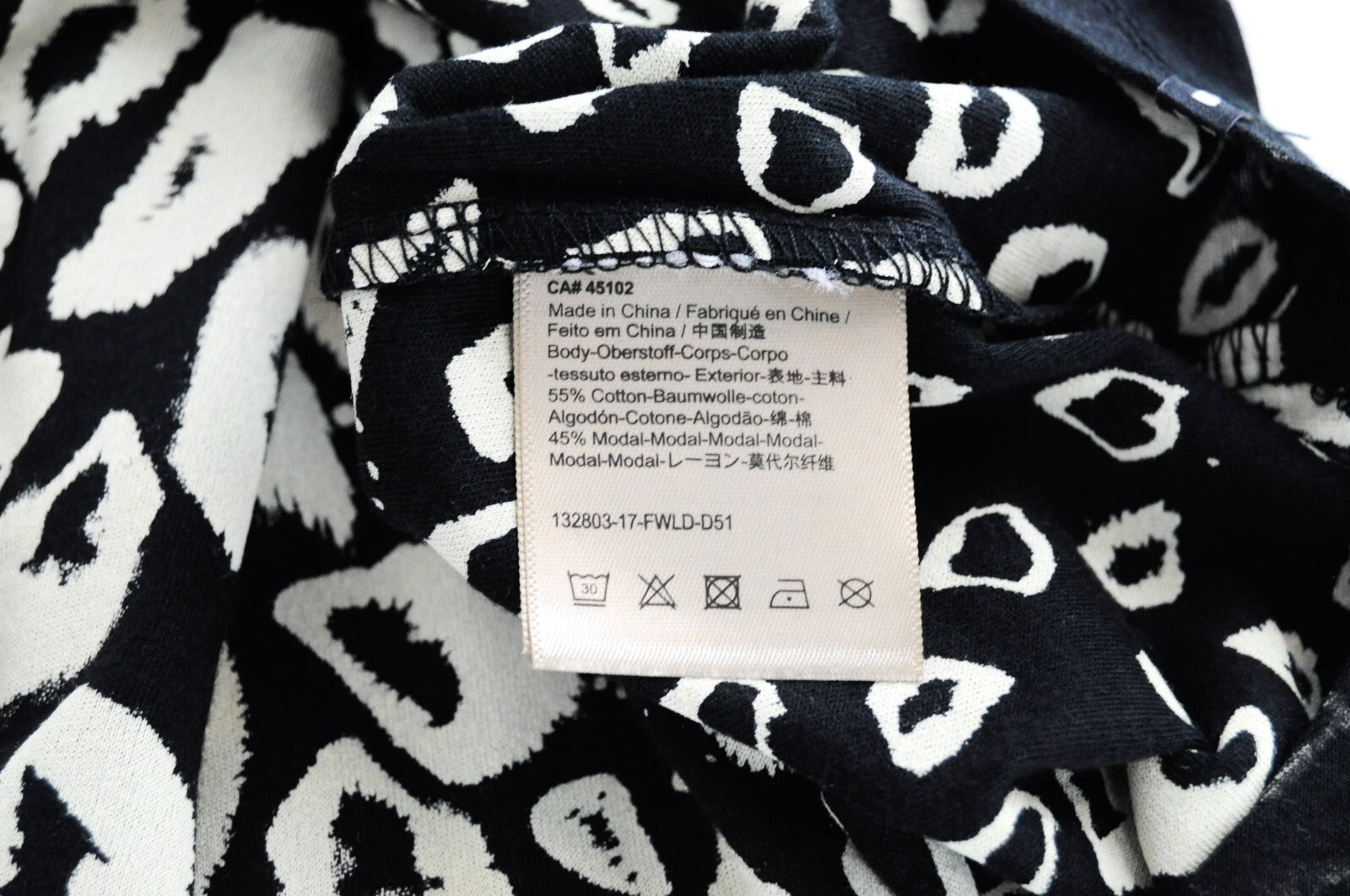 SCOTCH & SODA Women T-Shirt XS Animal Print V-Neck Black Melange Relaxed Fit