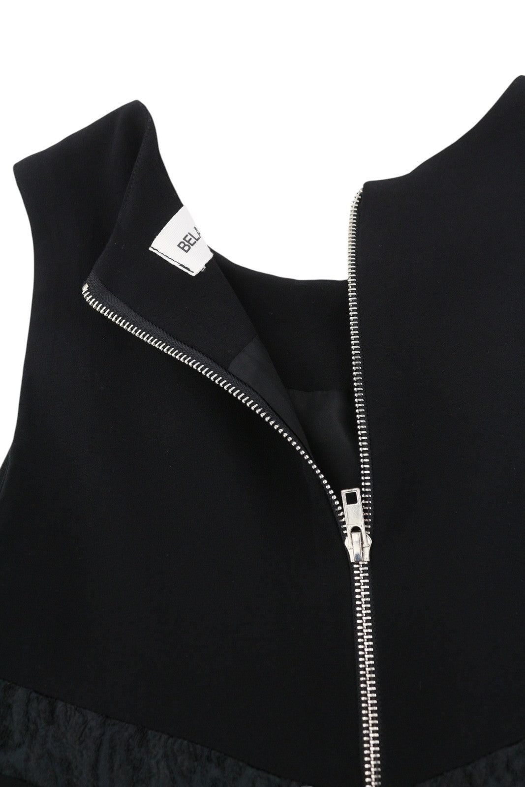 BEL AIR Women Dress 3 Black Sleeveless Crew Neck Lined Pleated Patterned Mini