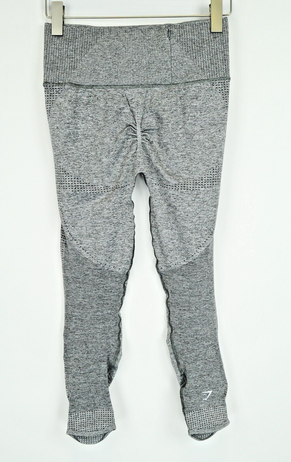 GYMSHARK Women M Grey Logo Zip Pocket Activewear Stretch Sport Leggings