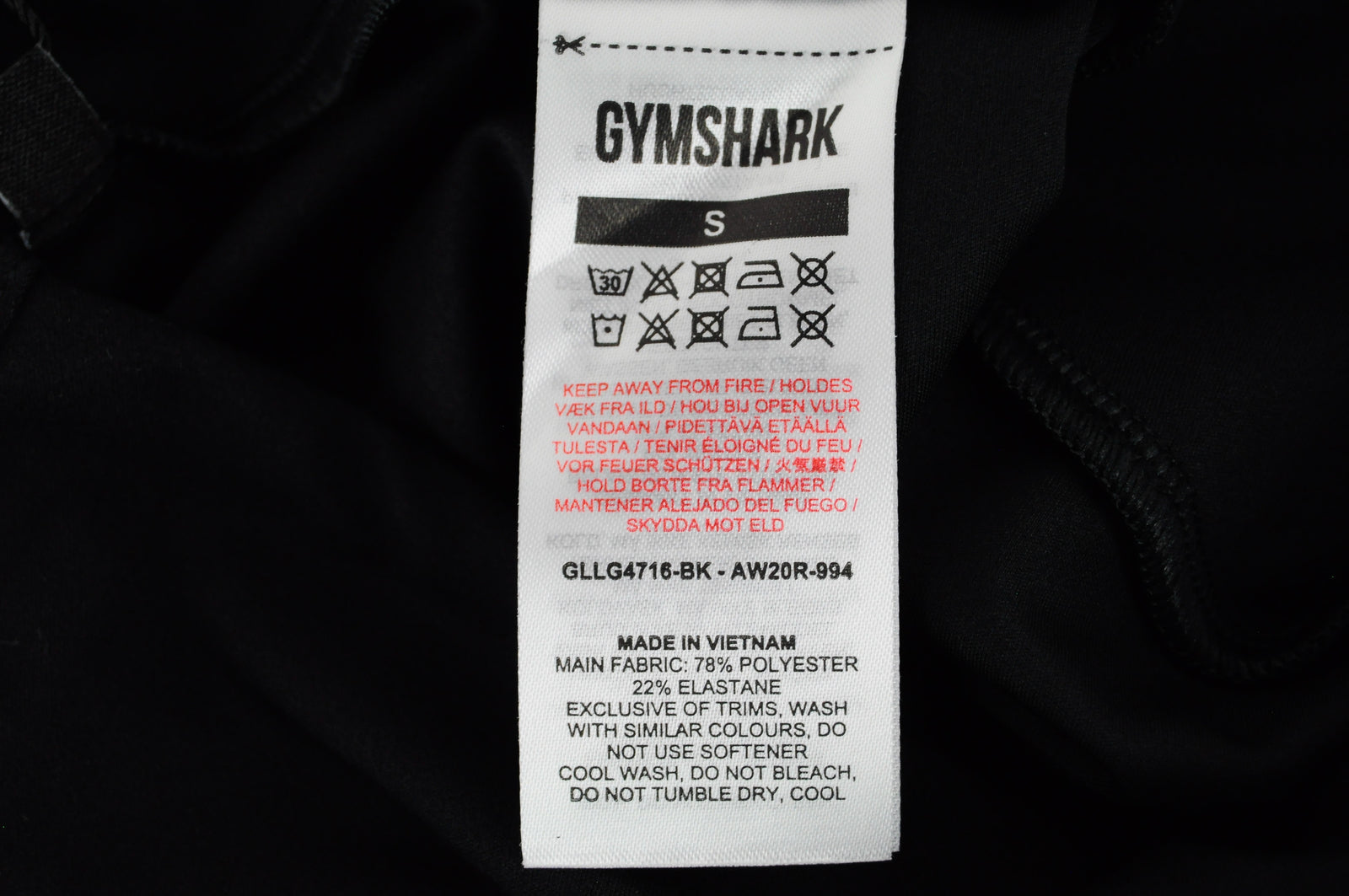 GYMSHARK Training Women Sport Leggings S Cropped Black Stretch Activewear Gym