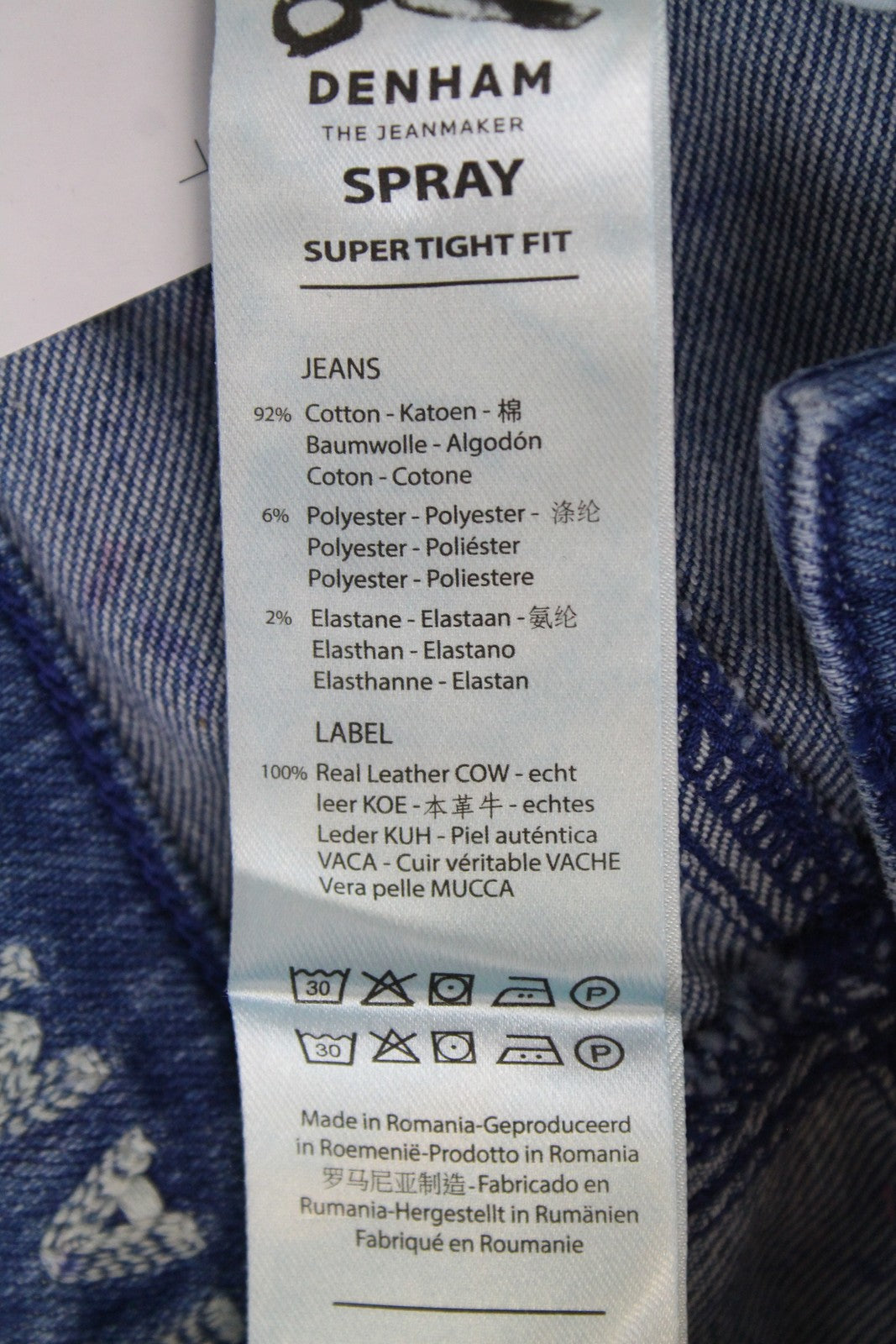 DENHAM Spray Women's Super Tight Fit W25/L28 Blue Cotton Stretch Denim Jeans