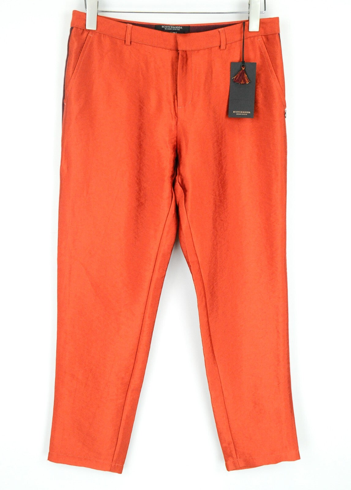 MAISON SCOTCH Women S Orange Side Line Zip-Fly Casual Stretch Trousers
