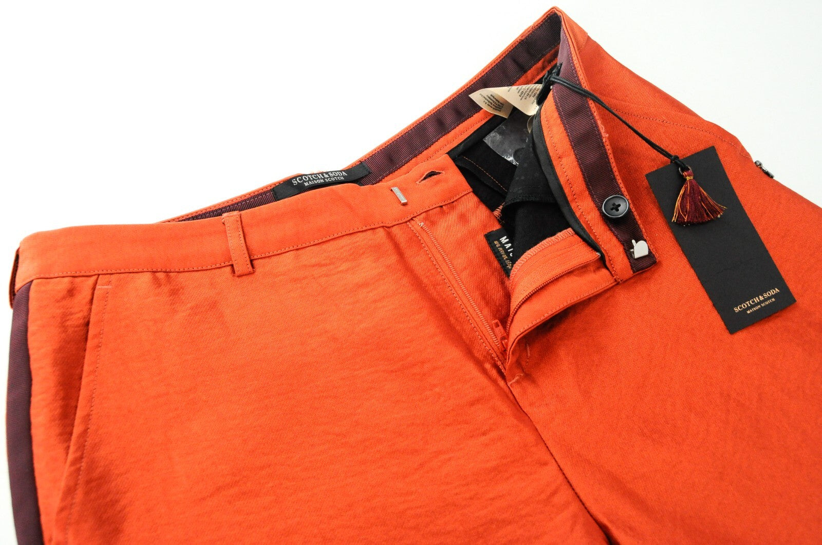 MAISON SCOTCH Women S Orange Side Line Zip-Fly Casual Stretch Trousers