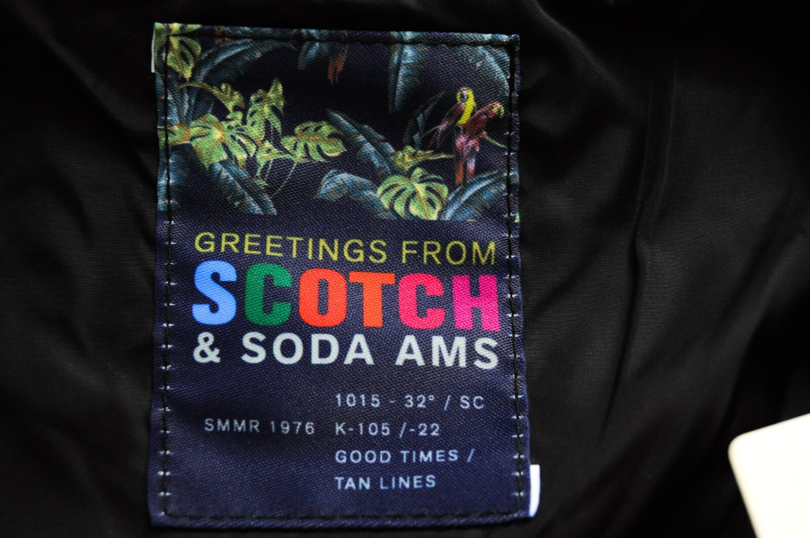 SCOTCH & SODA Men Hooded Windbreaker Jacket S Black Melange Palm Print