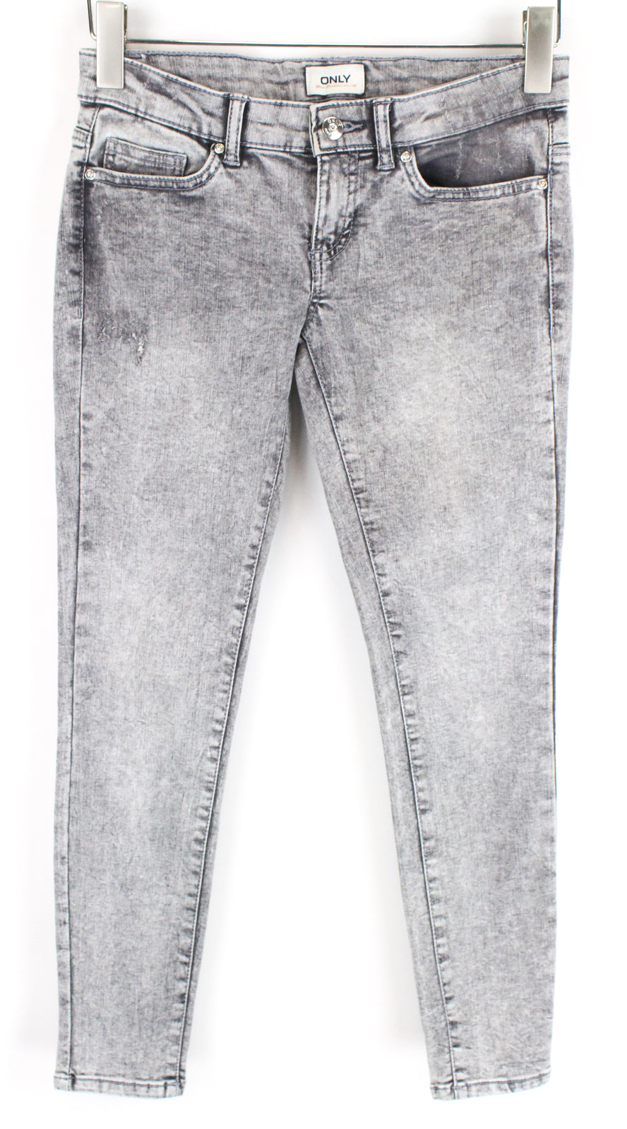 ONLY Coral Life Women Jeans W27/L28 Grey Distressed Slim Skinny Fit Low Waist