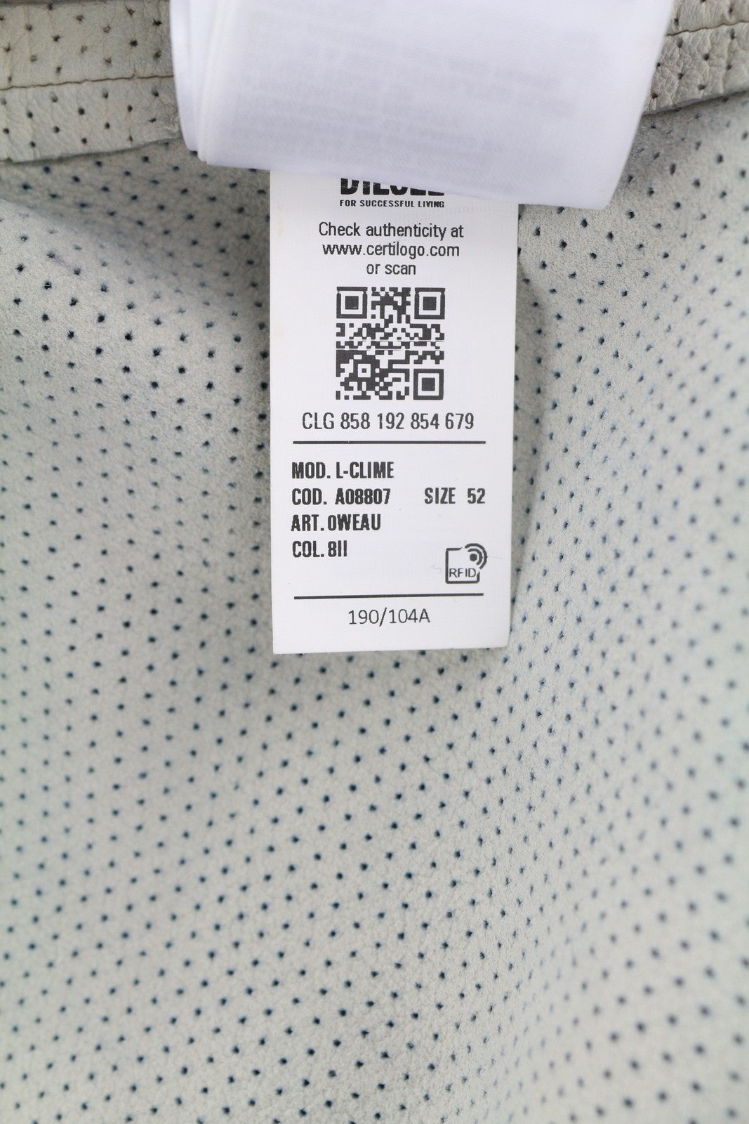 DIESEL L-Clime Men Jacket 52 Washed Blue Sheepskin Leather Zipper RRP€750