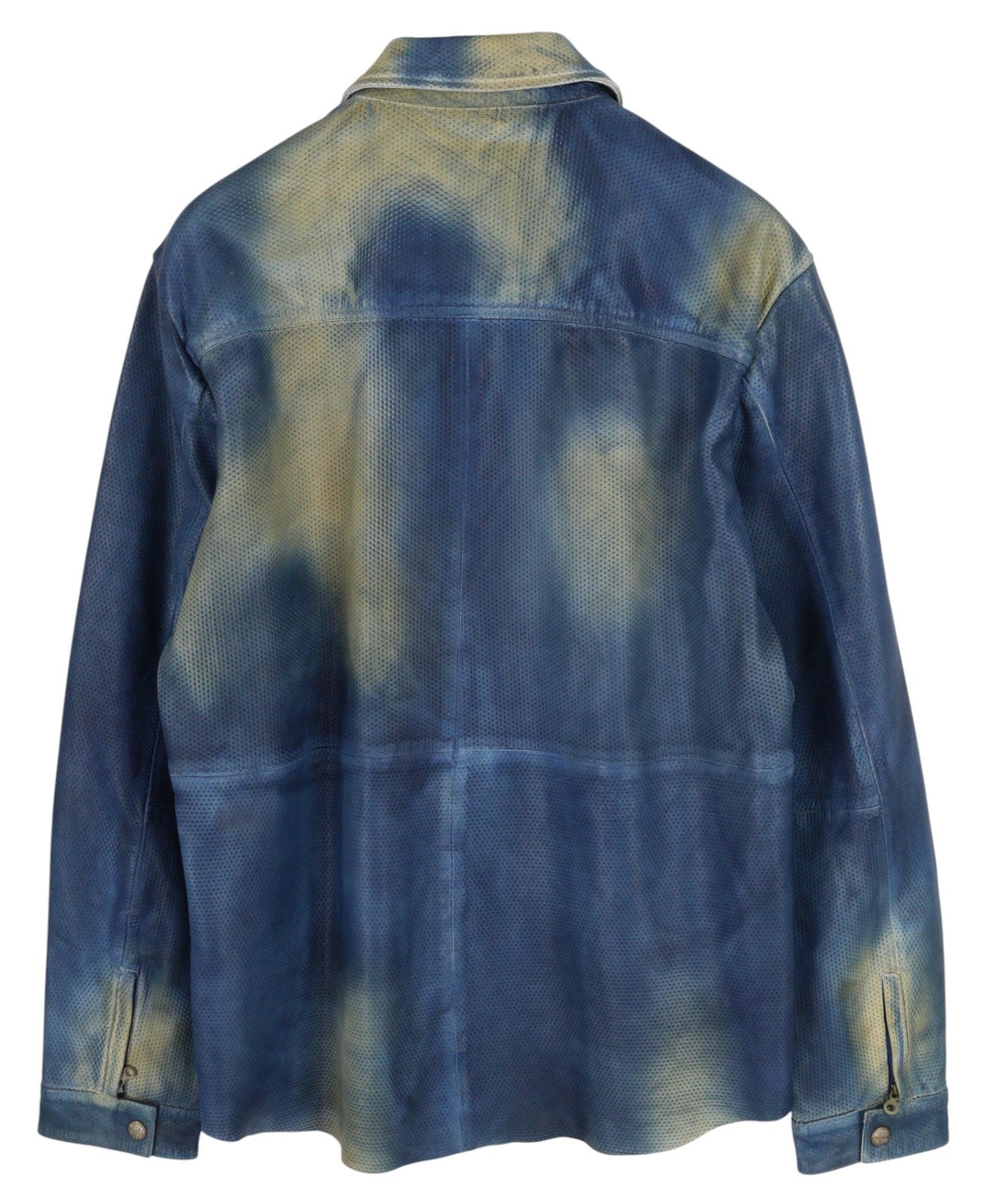 DIESEL L-Clime Men Jacket 52 Washed Blue Sheepskin Leather Zipper RRP€750