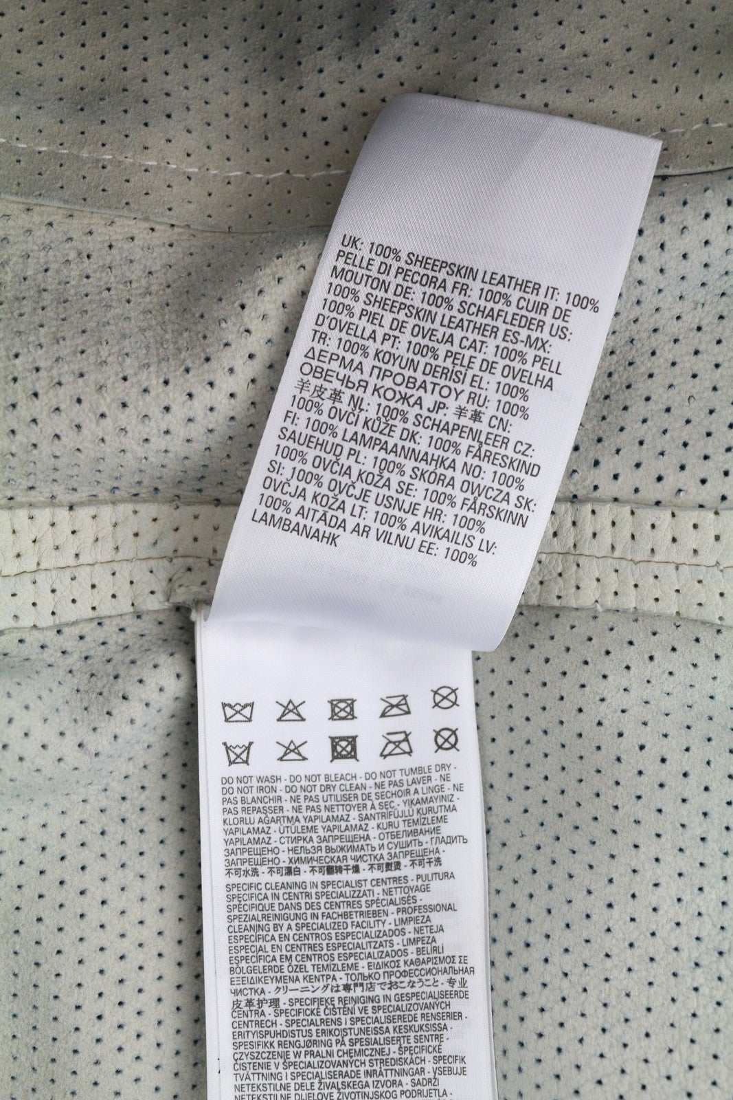 DIESEL L-Clime Men Jacket 52 Washed Blue Sheepskin Leather Zipper RRP€750