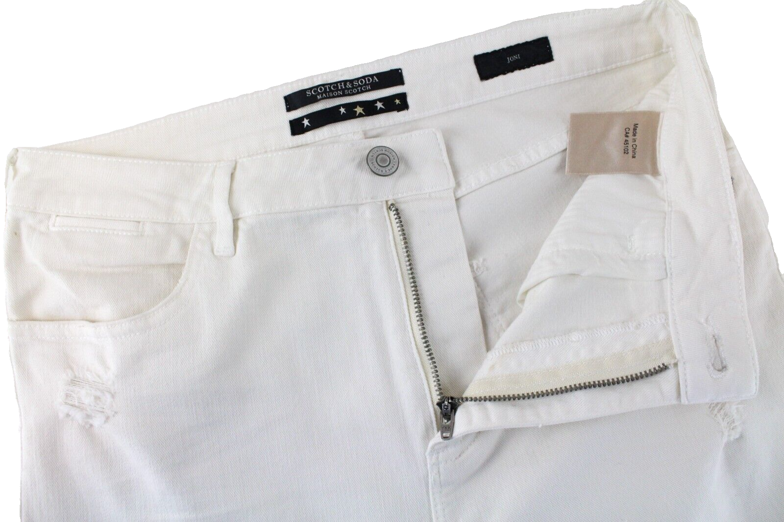 MAISON SCOTCH Joni Women Jeans ~W30 White Distressed Classic Denim Stretch~