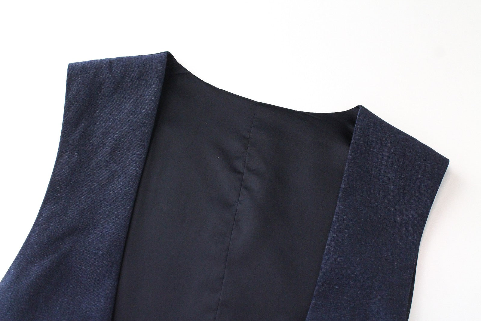 SUITSUPPLY Men's Waistcoat UK38R Blue Wool Linen Single-Breasted U-Neck Vest