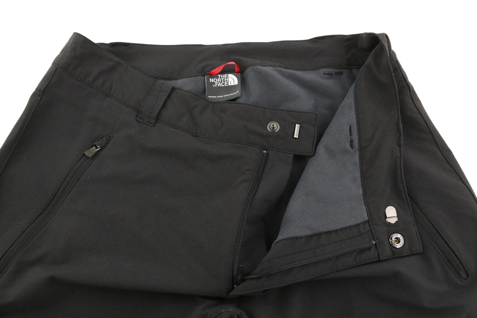 THE NORTH FACE Men Trousers W34 Black Trekking Half Fleece Lined Zip Fly Logo