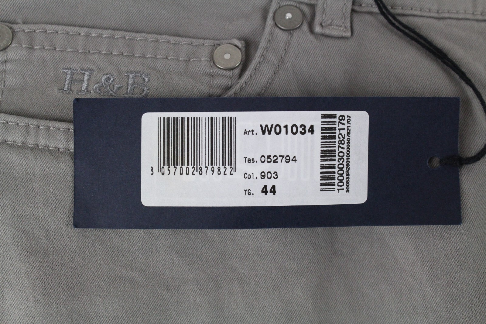 HARMONT & BLAINE Men Trousers 44 Grey Regular Fit Stretch Cotton Jean Style