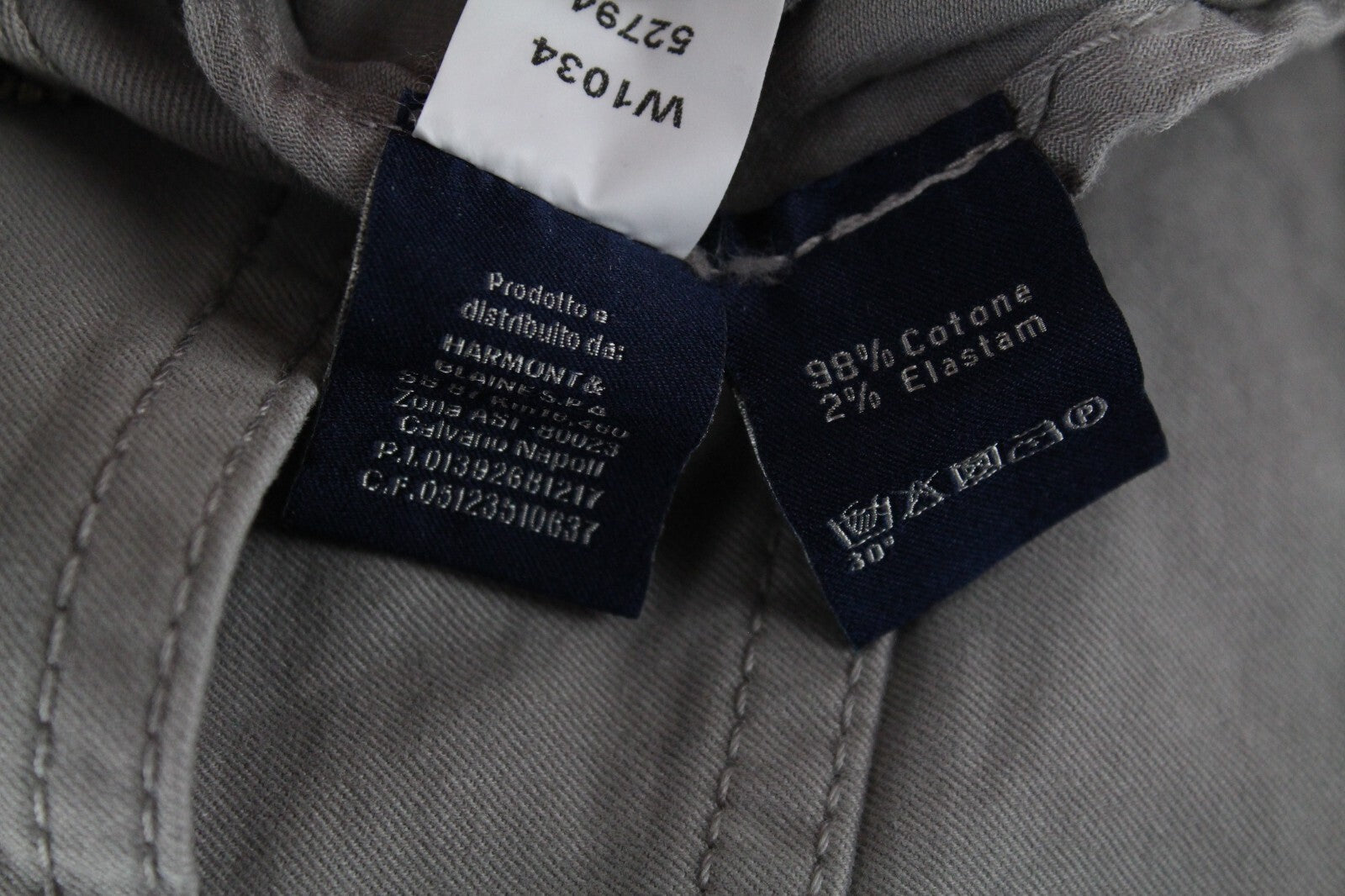 HARMONT & BLAINE Men Trousers 44 Grey Regular Fit Stretch Cotton Jean Style