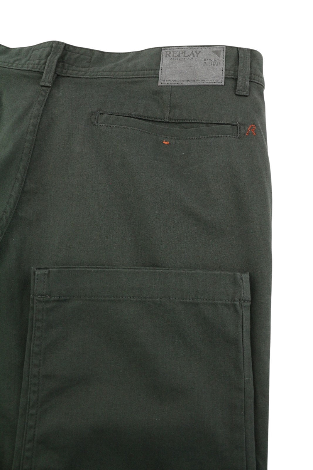 REPLAY Tom / Regular Men Trousers W36/L30 Khaki Green Chino Zip Fly 5-Pockets