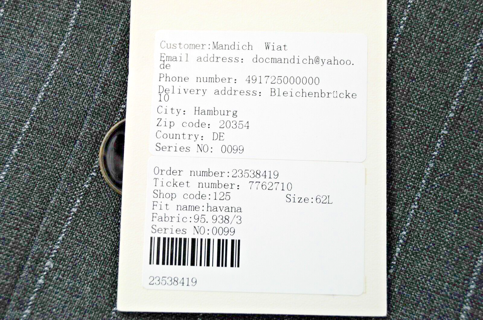 „SUITSUPPLY“ vyriškas UK52L pilkas dryžuotas vilnonis vieneilis švarkas