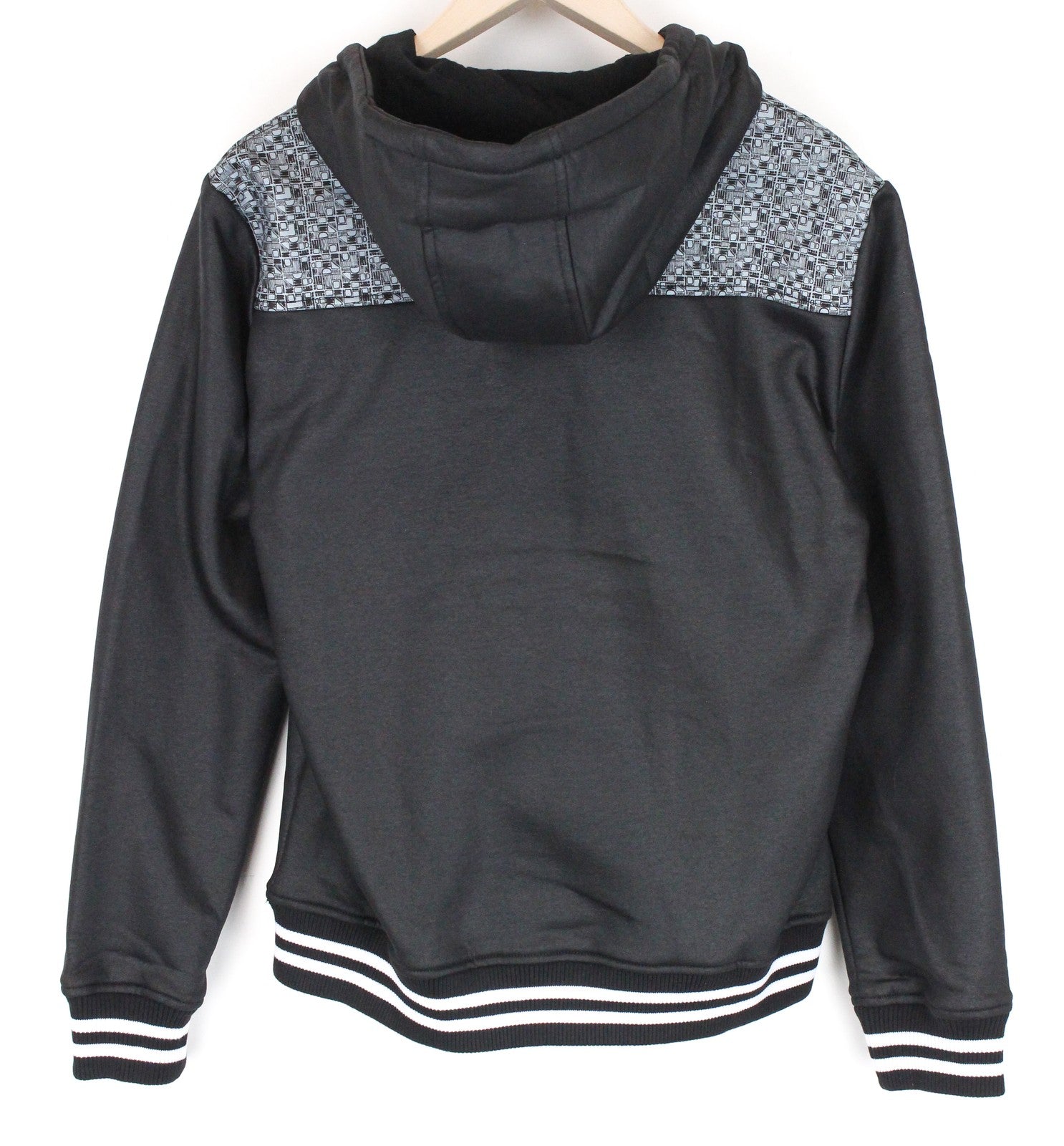 DESIGUAL Men's Jacket L Black Cotton Blend Hooded Zip Up Long Sleeve Casual