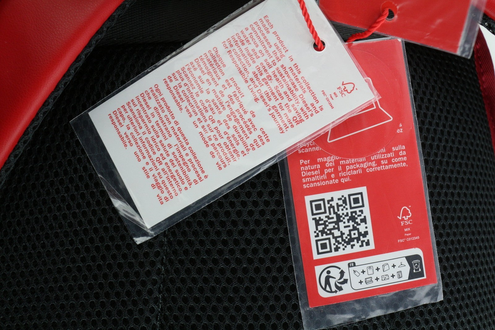 DIESEL Rave Berlyn Goa Men Bag OS Unisex Backpack Red Coated RRP€250