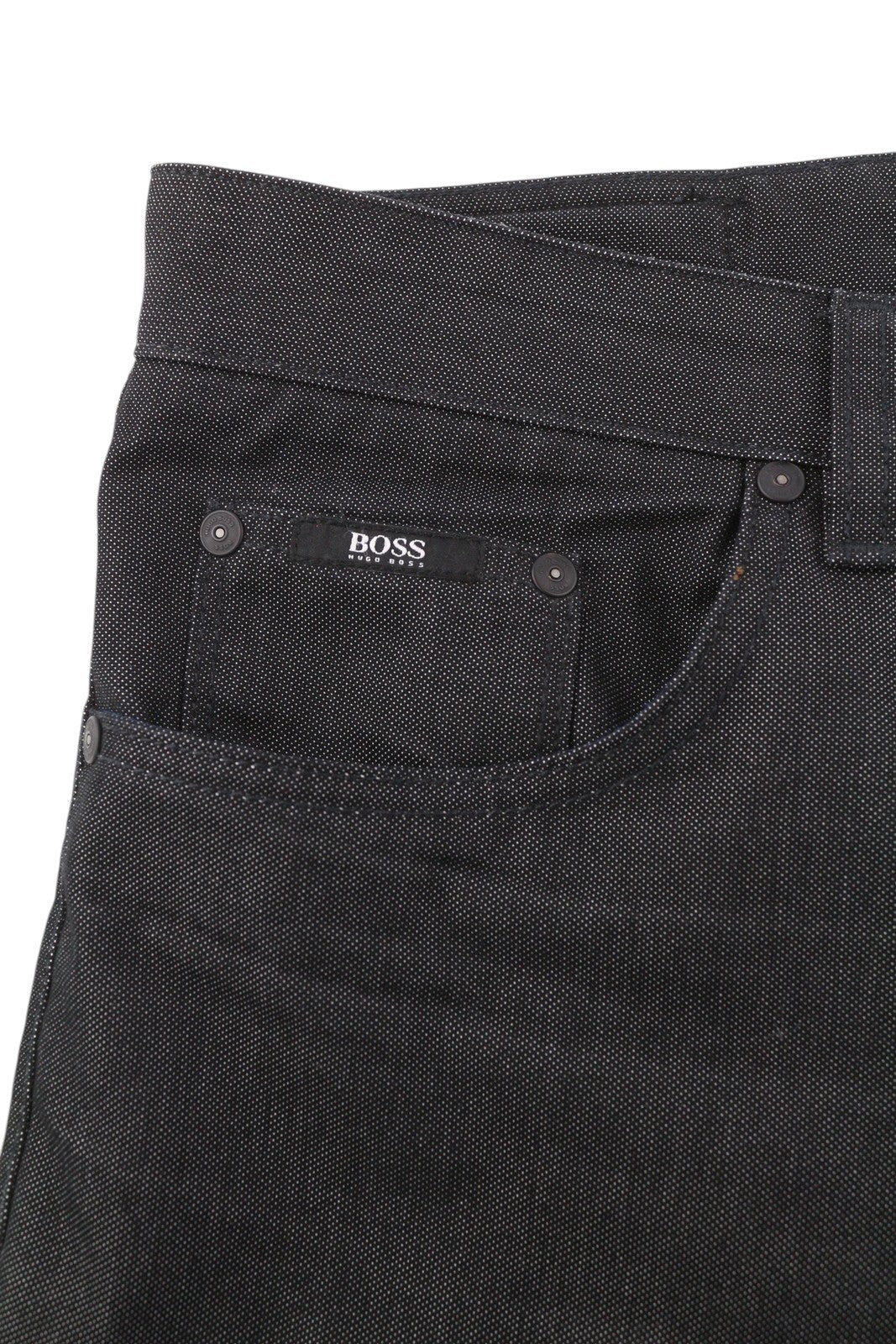 HUGO BOSS Maine1-10 Men Trousers W31/L34 Black Slim Fit Patterned Zip Fly Logo