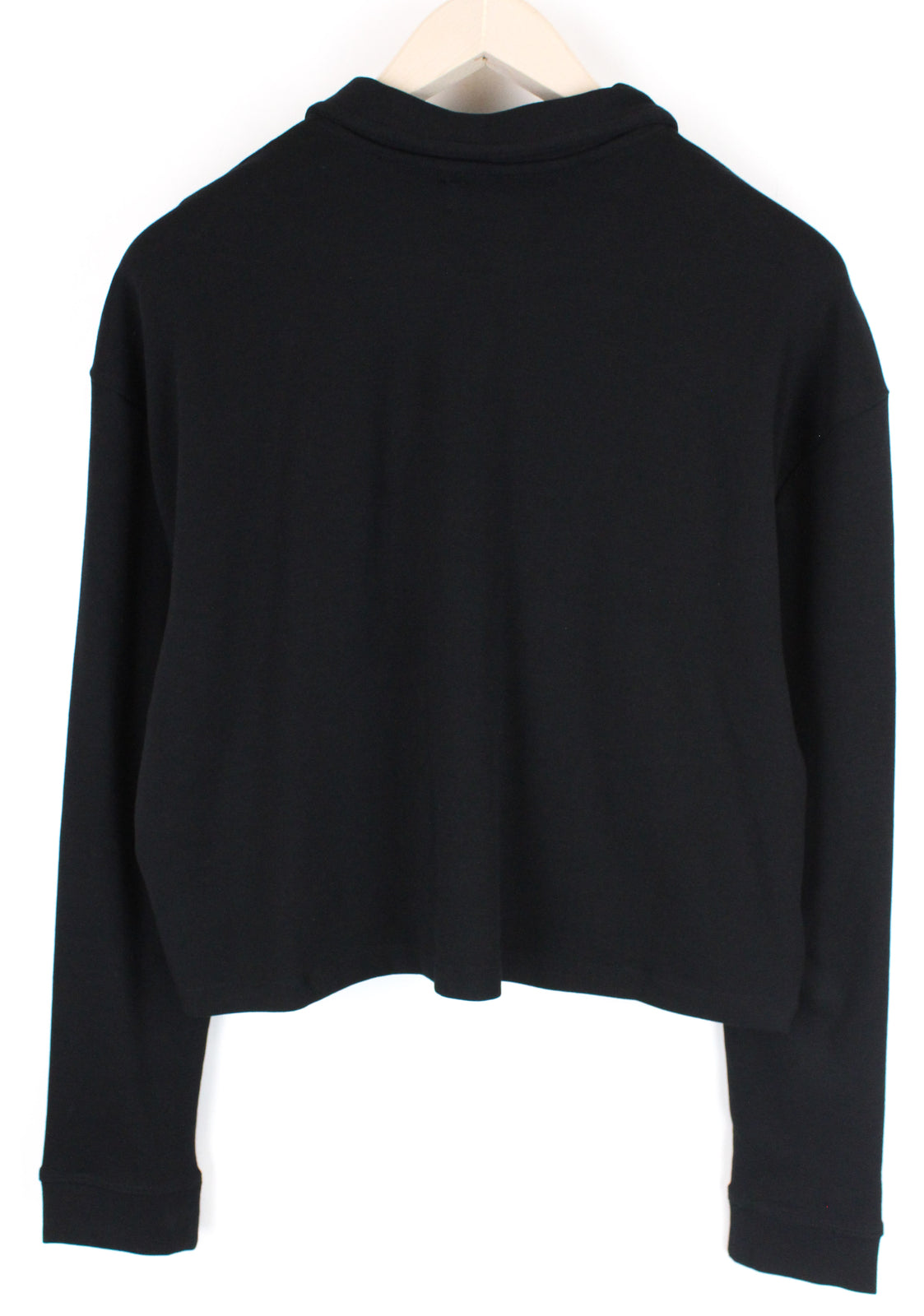 ZIGN Women Shirt XL Black Cropped Polo Collar Jersey Cotton Blend Stretch