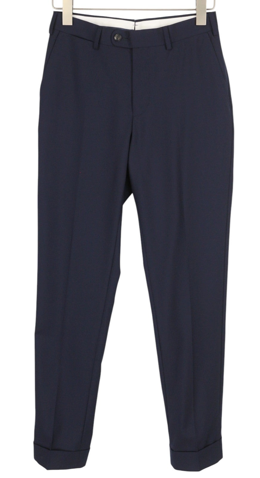 SUITSUPPLY Soho Turn-Up Men Trousers UK26 Dark Blue Pure Wool S120 Tapered Fit