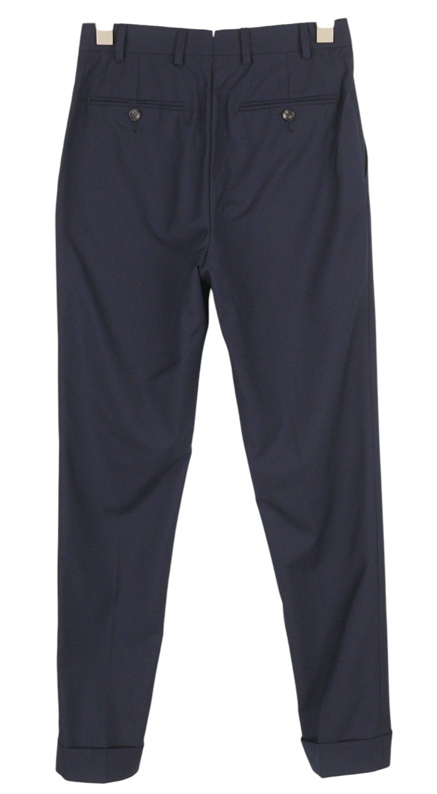 SUITSUPPLY Soho Turn-Up Men Trousers UK26 Dark Blue Pure Wool S120 Tapered Fit