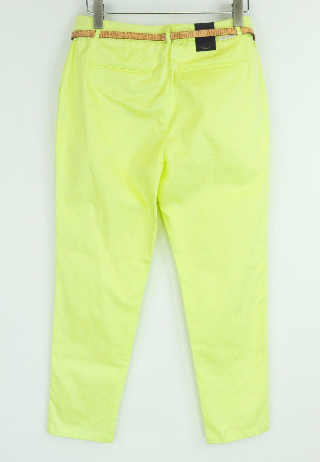 MAISON SCOTCH Women W29/L32 Yellow Chino Trousers Belted Stretch Pleated