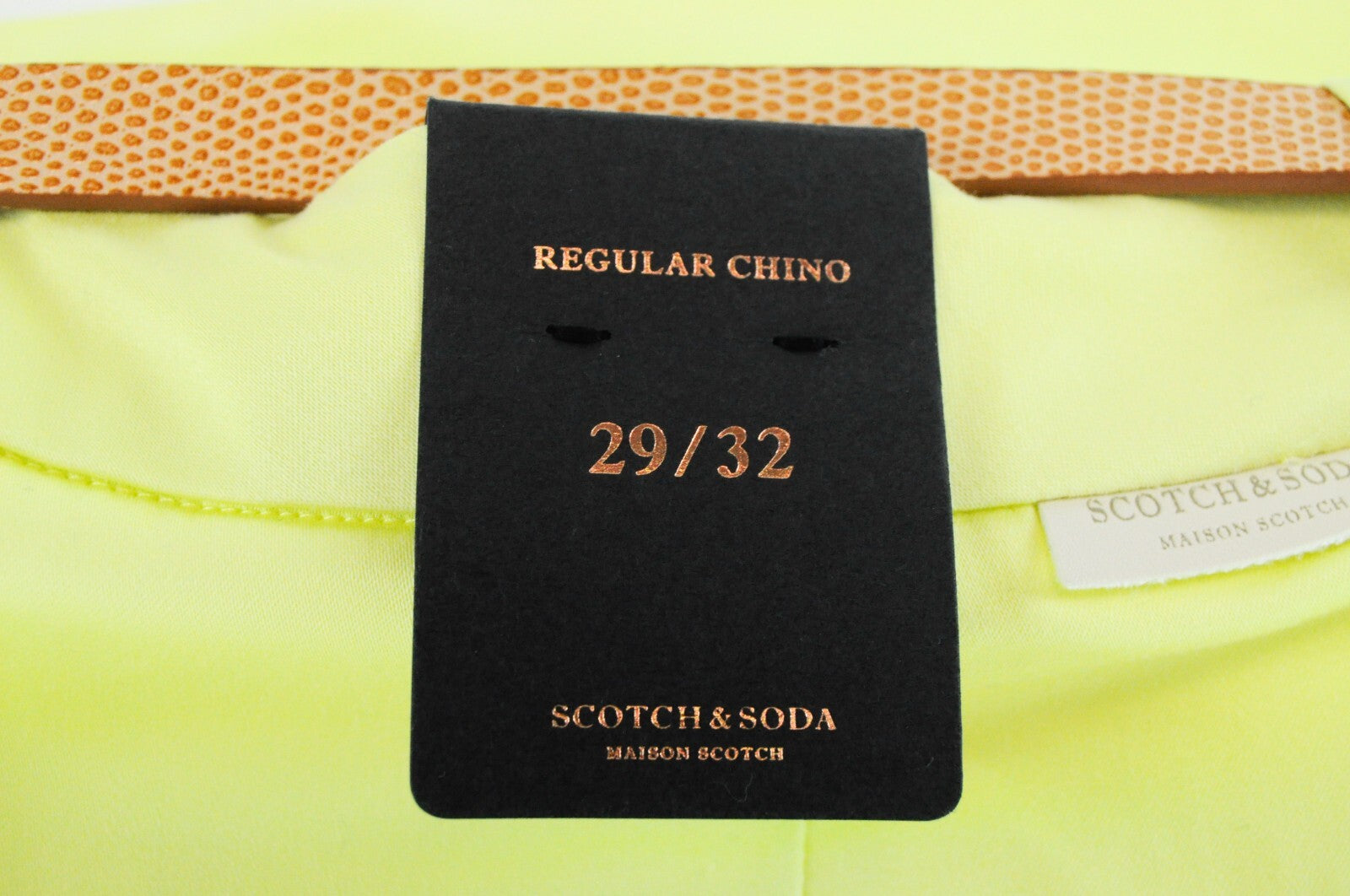 MAISON SCOTCH Women W29/L32 Yellow Chino Trousers Belted Stretch Pleated