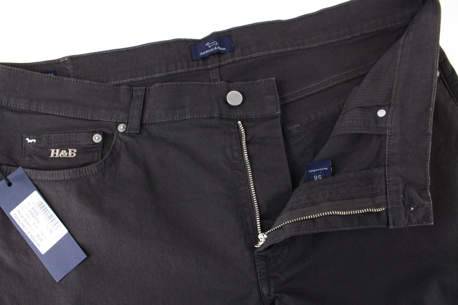 HARMONT & BLAINE Men Trousers IT56 Brown Zip-Fly Classic Stretch Cotton Blended