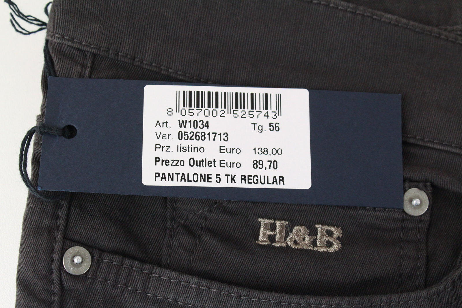 HARMONT & BLAINE Men Trousers IT56 Brown Zip-Fly Classic Stretch Cotton Blended