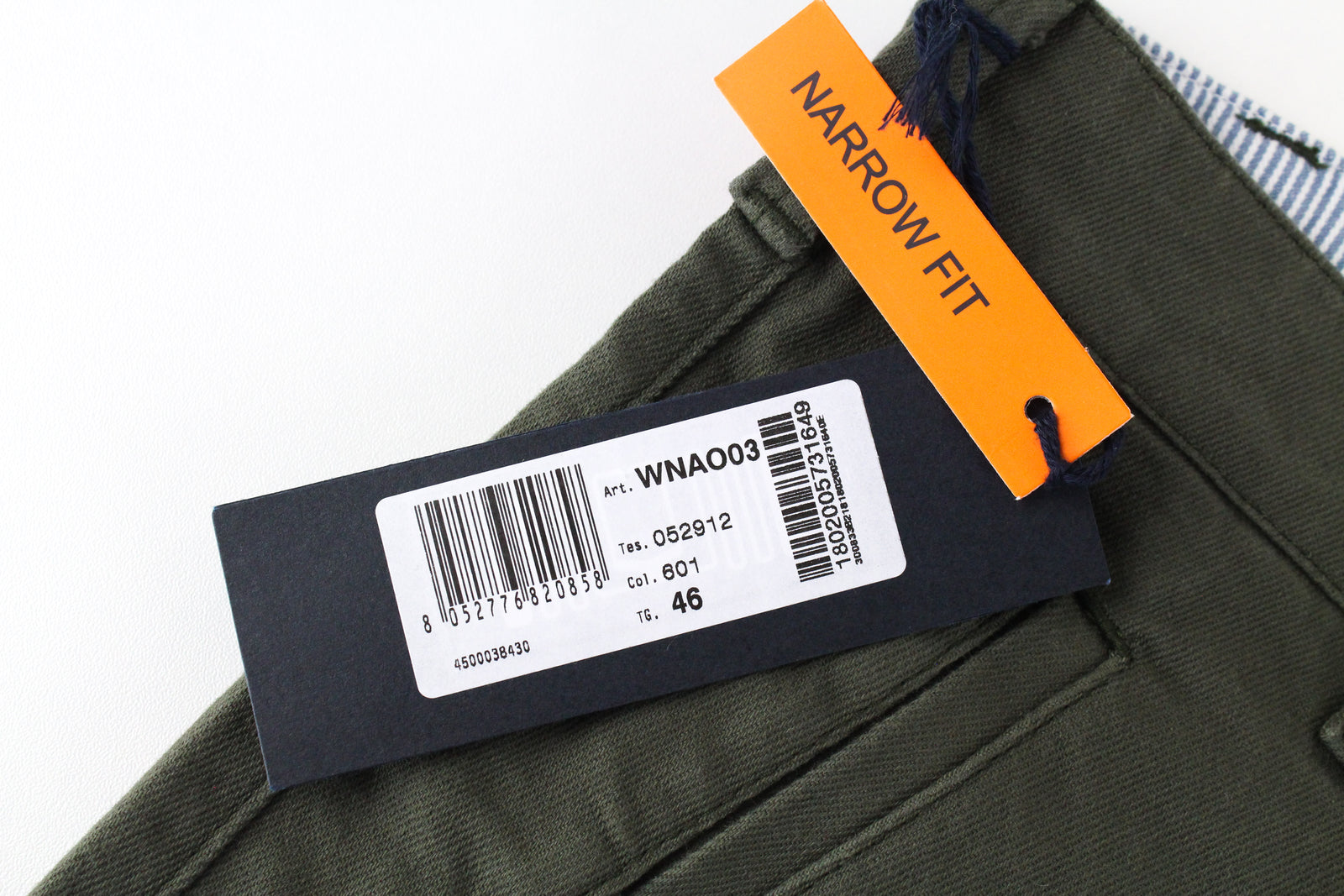 HARMONT & BLAINE Men Trousers IT46 Khaki Green Chino Turn-Up Narrow Fitted*