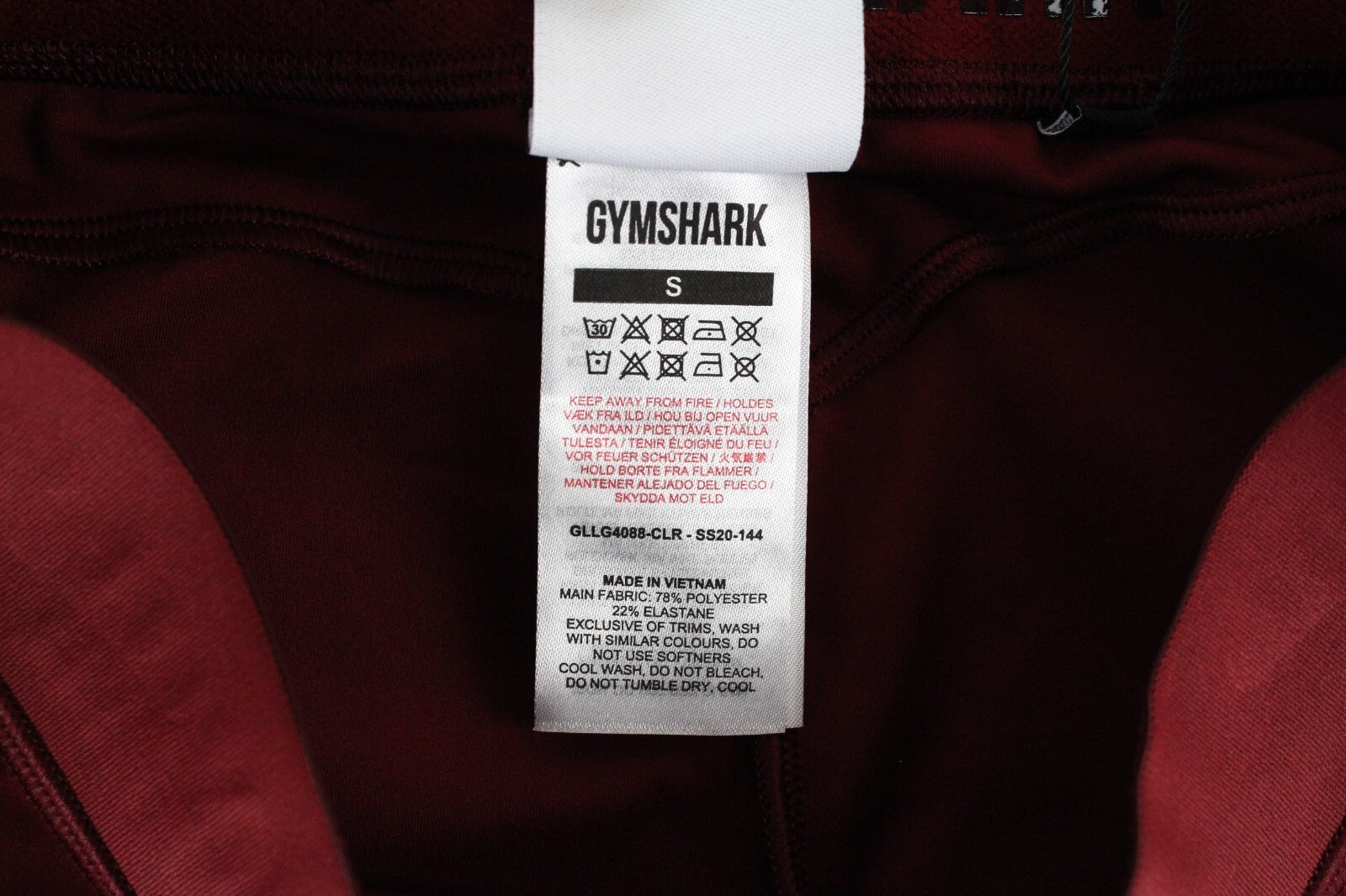 GYMSHARK Women Leggings S Red Stretch Waistband Focus Activewear