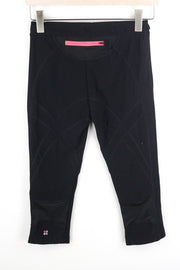 SWEATY BETTY Women's Sport Capri Leggings S Black Stretch Zip Pocket Activewear