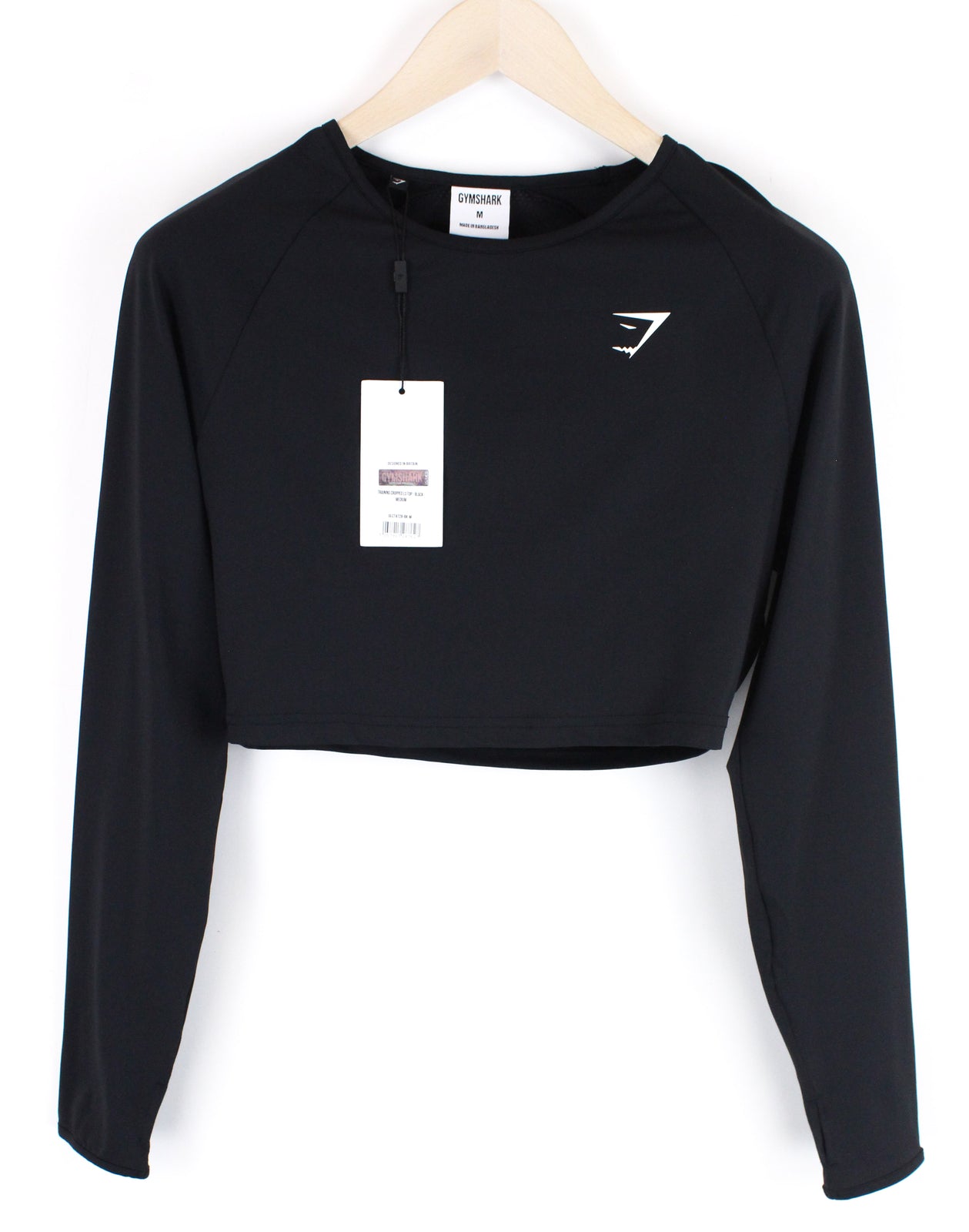 GYMSHARK Training Women Sport Top M Cropped Black Crew Neck Stretch Workout