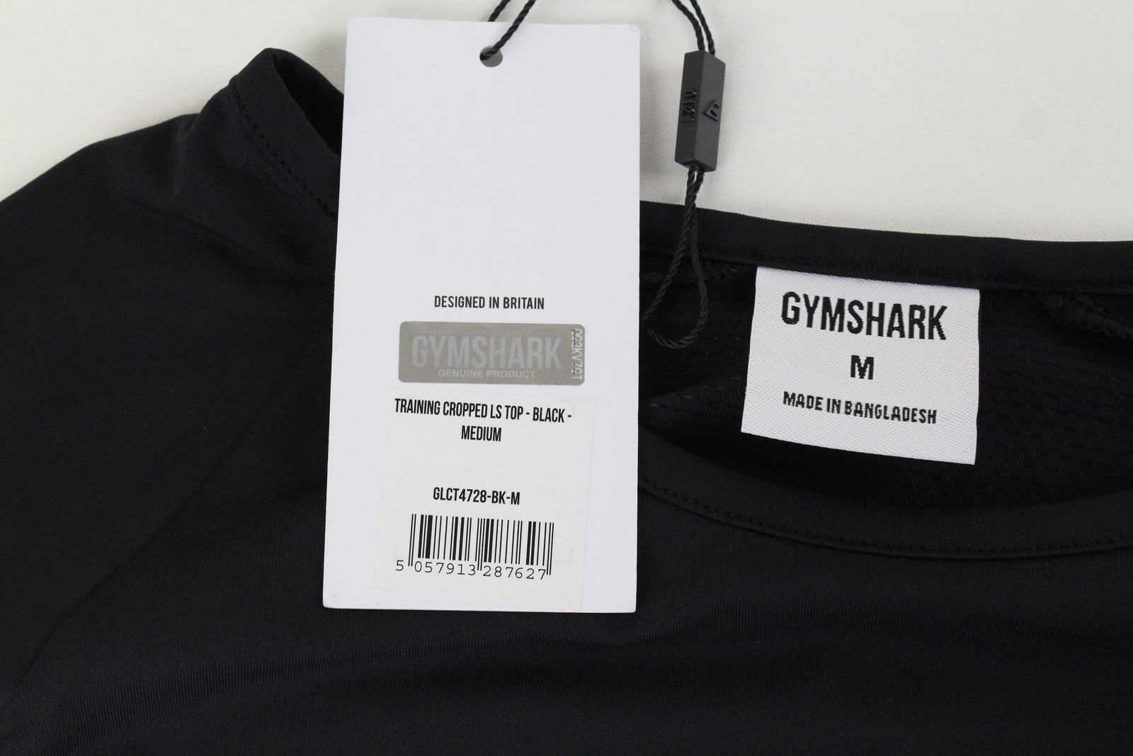 GYMSHARK Training Women Sport Top M Cropped Black Crew Neck Stretch Workout