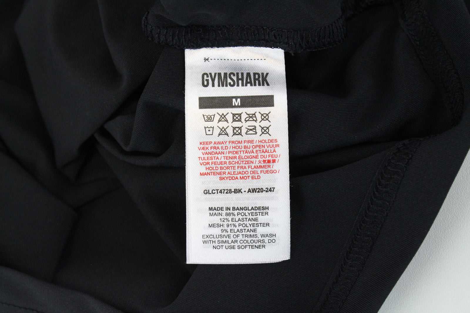 GYMSHARK Training Women Sport Top M Cropped Black Crew Neck Stretch Workout