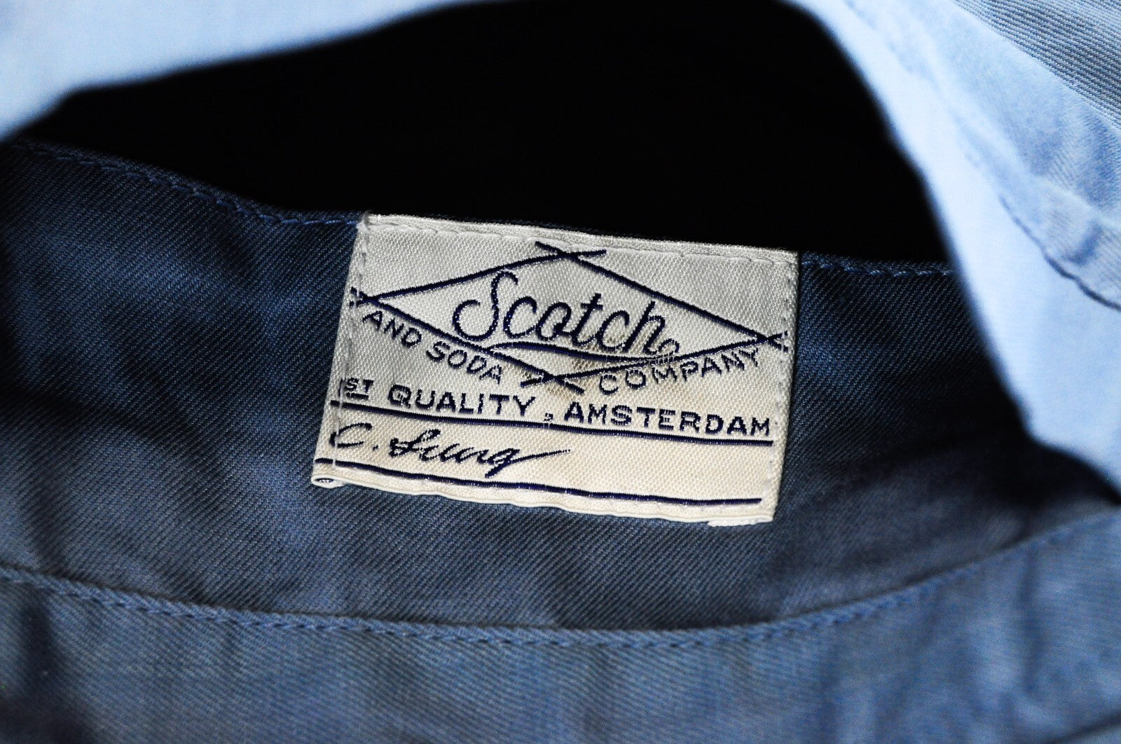 SCOTCH & SODA Men XL Reversible Blue Turquoise Linen Palm Bomber Jacket