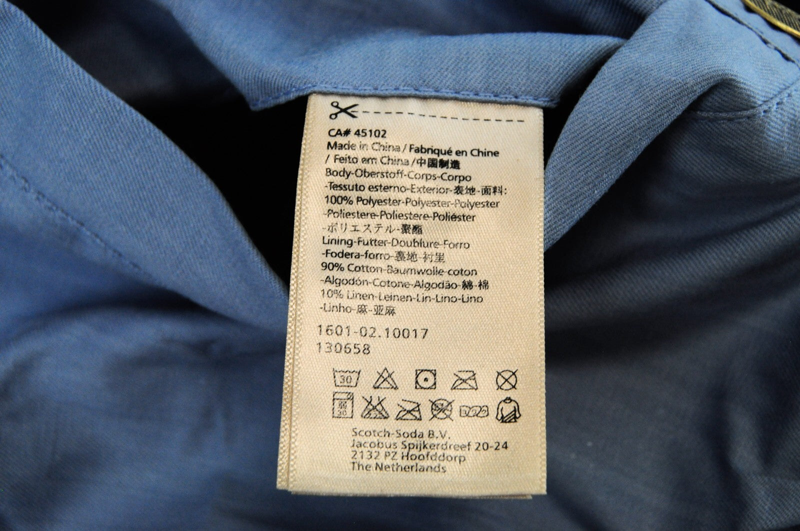 SCOTCH & SODA Men XL Reversible Blue Turquoise Linen Palm Bomber Jacket