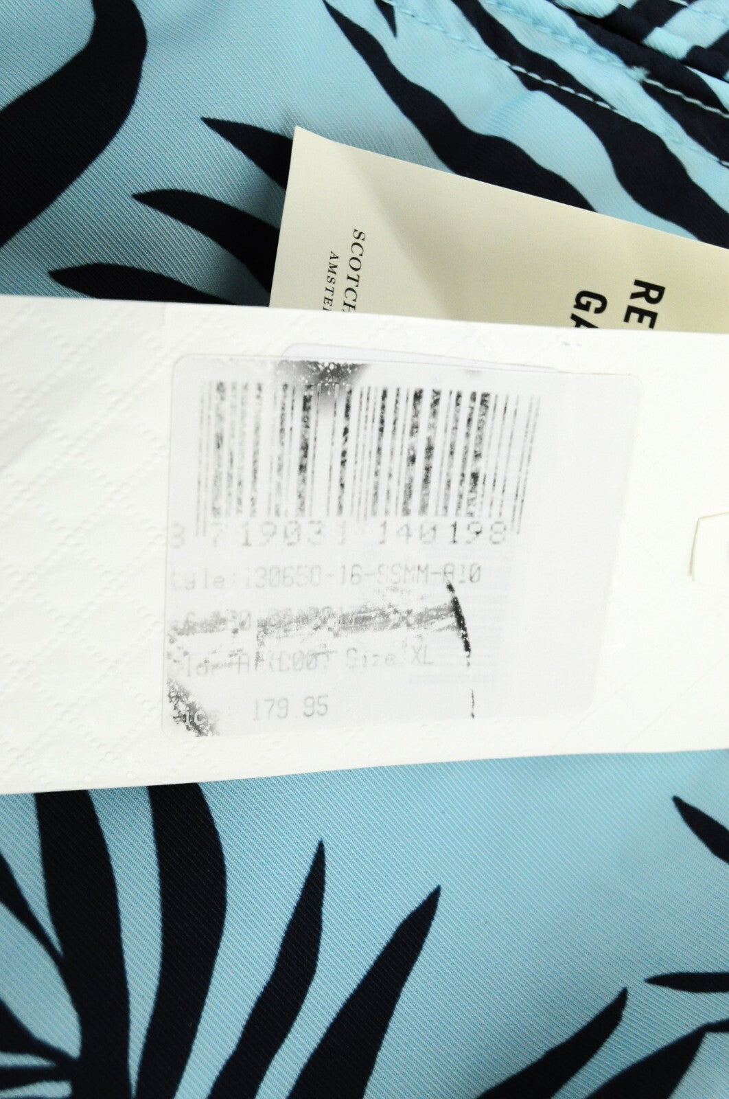 SCOTCH & SODA Men XL Reversible Blue Turquoise Linen Palm Bomber Jacket