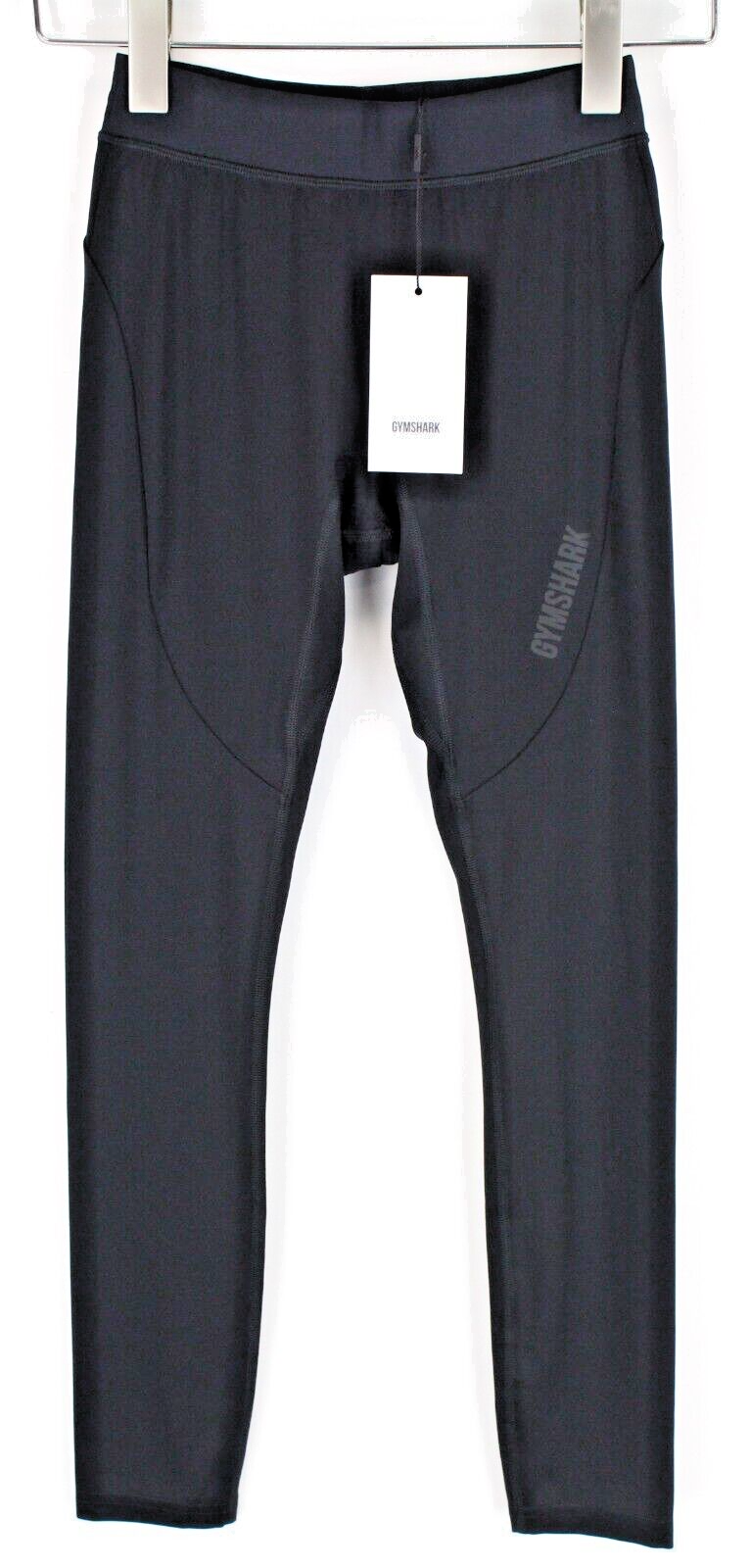GYMSHARK Women Leggings S Black Waistband Stretch Activewear Logo Focus