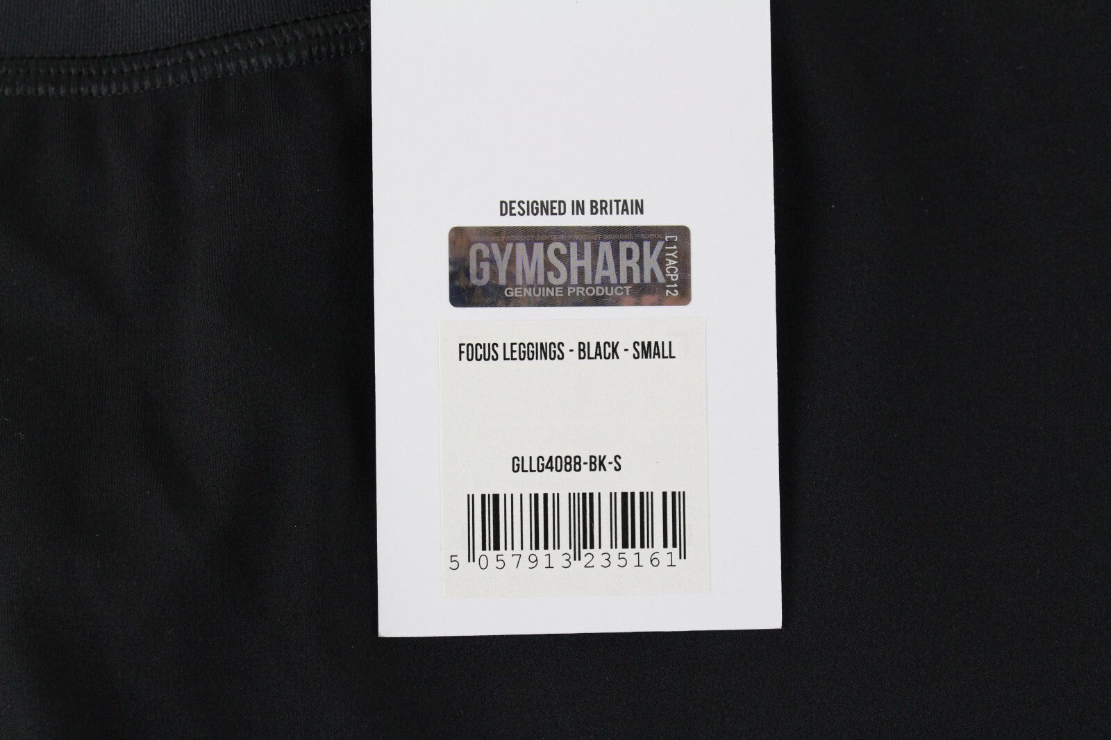 GYMSHARK Women Leggings S Black Waistband Stretch Activewear Logo Focus