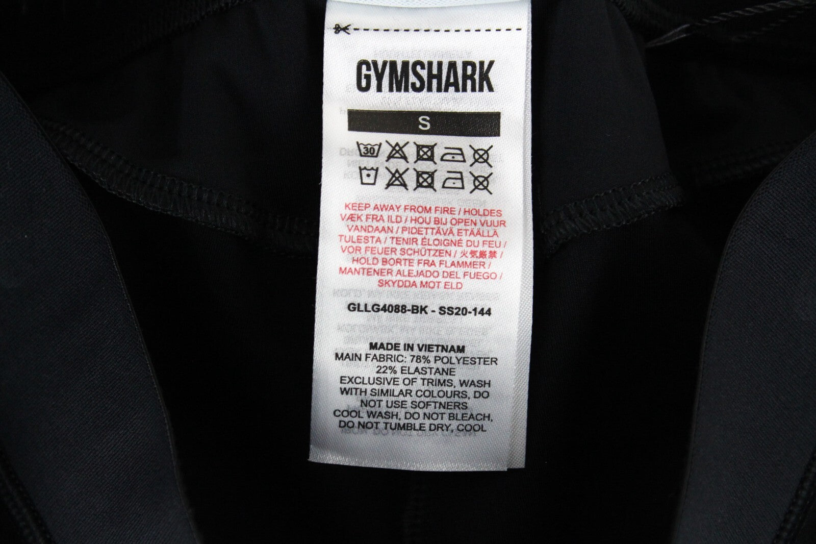 GYMSHARK Women Leggings S Black Waistband Stretch Activewear Logo Focus