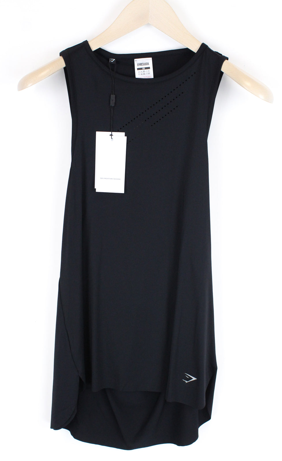 GYMSHARK Women Sport Top XS Laser Cut Tank Breathable Black Open Back Training