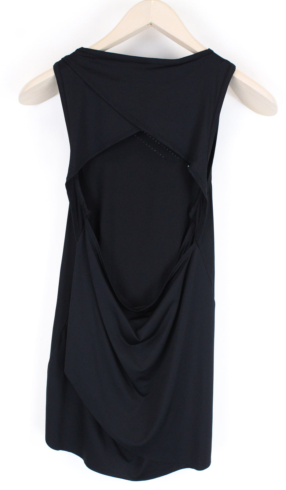 GYMSHARK Women Sport Top XS Laser Cut Tank Breathable Black Open Back Training