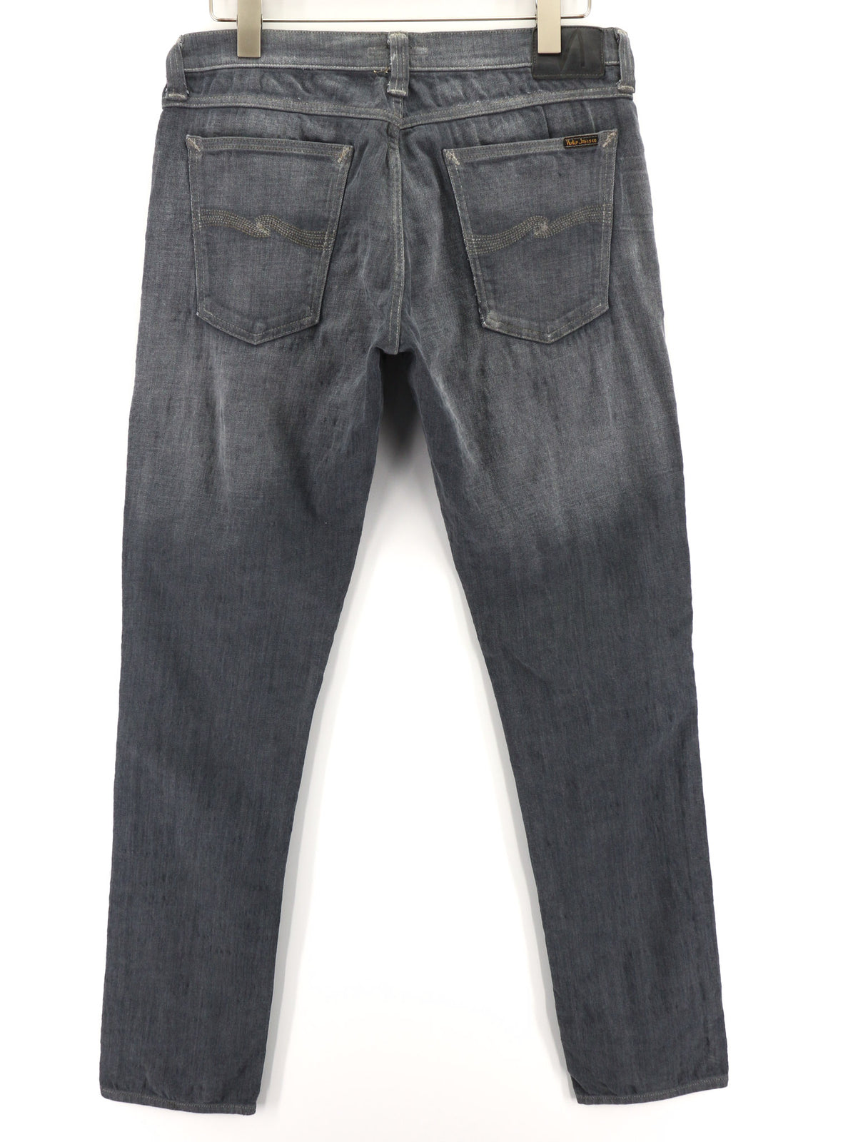 NUDIE JEANS Tight Long John Men Jeans W34/L34 Organic Charcoal Washed Slim Logo